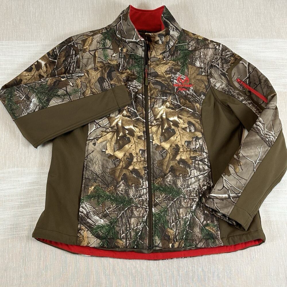 Realtree Xtra Women’s Size XL Full Zip‎ Camo Hunting Jacket Red Trim Coat
